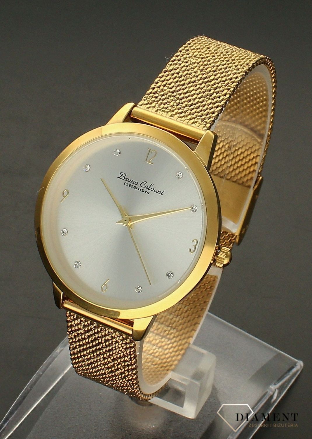 Zegarek damski na bransolecie biżuteryjnej Bruno Calvani BC90386 GOLD SILVER. Mechanizm japoński mieści się w okrągłej, pozłacanej, wytrzymałej kopercie pokrytej złotem. Koperta wykonana z ALLOY’u. Zegarek idealny na prezent (3).jpg